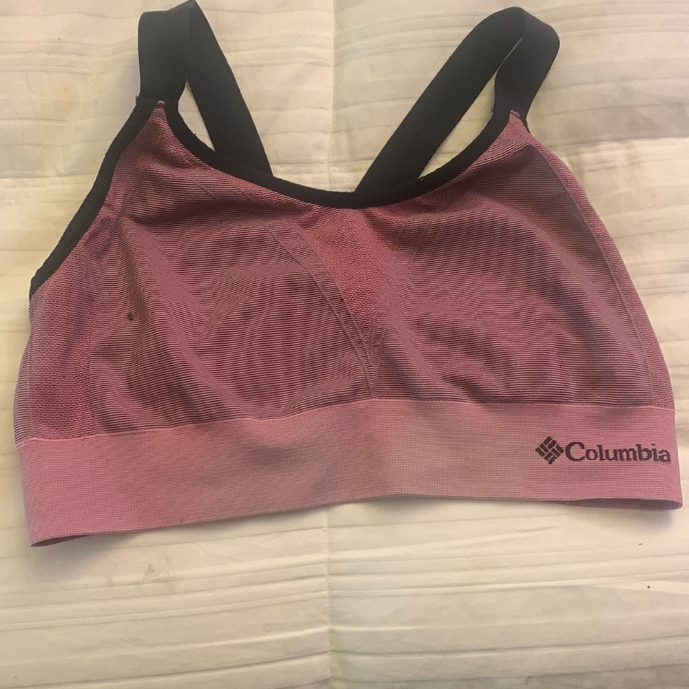 ColumbiaLG sports bra with slits/slots for removable washable pads.Not included